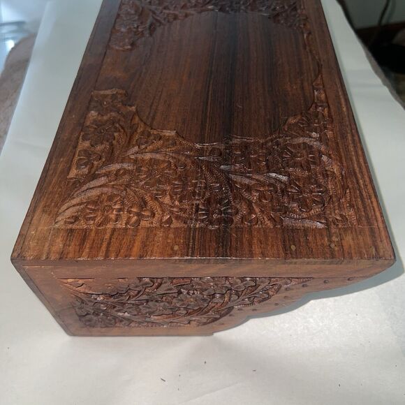 Hanging Mail Organizer Carved Designed Wood Floral Pattern/India - Picture 8 of 11